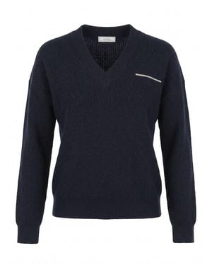 Peserico V-Neck Jumper - Blue