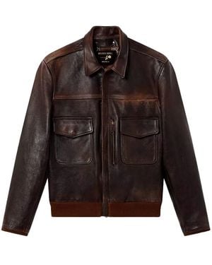 Golden Goose Leather Bomber Jacket - Brown