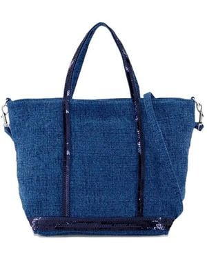 Vanessa Bruno Linen Small Zipped Cabas Tote - Blue
