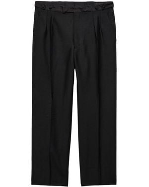 Prada Pleated Wide-Leg Trousers - Black