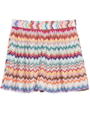 Missoni Zigzag Knitted Shorts - Red