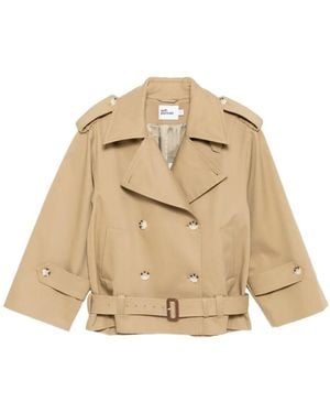 Self-Portrait Trench Jacket - Natural