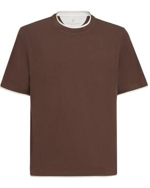 Brunello Cucinelli T-Shirt With Faux-Layering - Brown