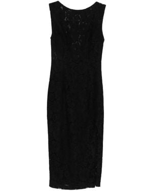 Pinko Midi Drupa Lace Slit Dress - Black