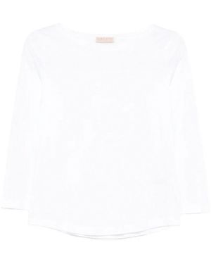 Purotatto Boat-Neck 3/4 Sleeves Blouse - White
