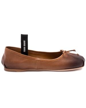 Miu Miu Nappa Leather Ballerinas - White