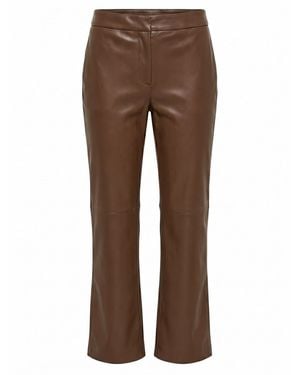 Max Mara Maxmara 'S Leather-Look Pants - Brown