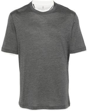 Brunello Cucinelli T-Shirt With Faux-Layering - Grey