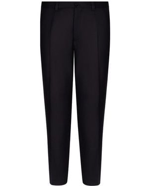 Dolce & Gabbana Tailored Wool Trousers With Pressed Crease - Blue