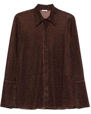 Oséree Lumière Button Trim Shirt - Brown