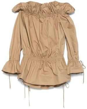 Saint Laurent Ruched Mini Dress - Natural
