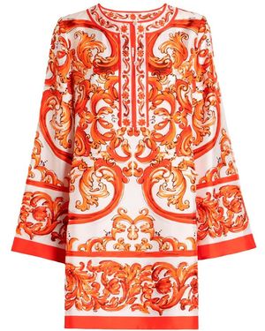 Dolce & Gabbana Maiolica Print Mini Dress - Red