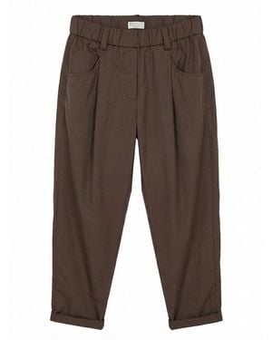 Brunello Cucinelli Straight Trousers With Monili Detail - Brown
