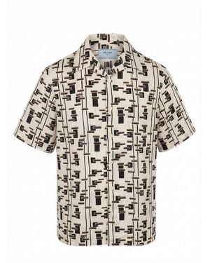 Prada Striped Cotton And Silk 'Bowling' Shirt - Multicolour