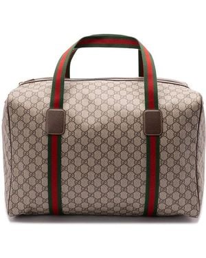 Gucci Medium Duffle Bag With 'Web' - Brown