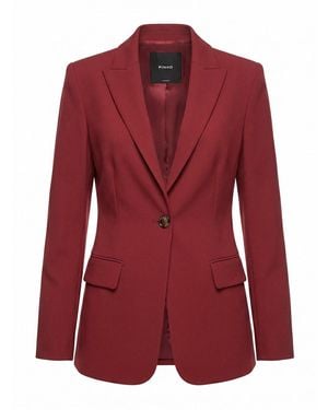 Pinko Single-Breasted Peaked-Lapels Blazer - Red