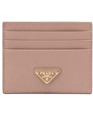 Prada Saffiano Leather Card Holder - Pink