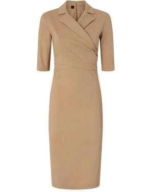 Pinko Fitted Midi Dress With Bow - Natural