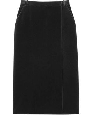 Saint Laurent Midi Wrap Skirt - Black