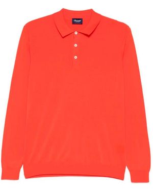 Drumohr Long Sleeve Logo Polo - Red