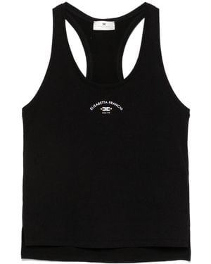 Elisabetta Franchi Logo-Print Tank Top - Black