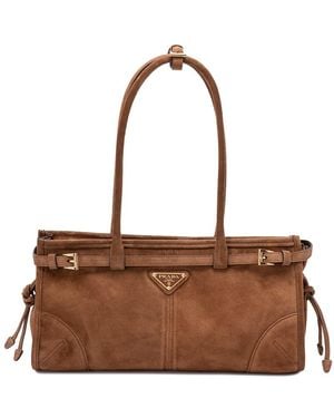 Prada Bonnie' Medium Suede Handbag - Brown
