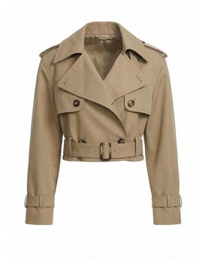 Self-Portrait Cropped Trench Jacket - Natural