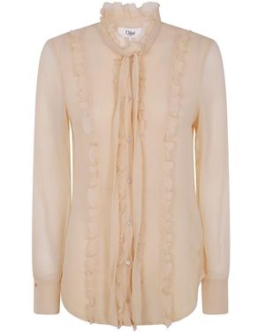 Chloé Elegant Silk Fit Shirt For - Natural