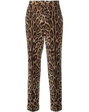 Dolce & Gabbana Leopard Print Trousers - Brown
