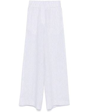 Peserico High-Waisted Linen Trousers With Relaxed Fit - White