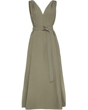 Brunello Cucinelli Cotton-Blend Belted Maxi Dress - Green