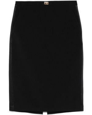 Elisabetta Franchi Fitted Knee-Length Skirt With-Tone Clasp - Black