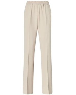 Pinko Elasticated-Waist Pressed-Crease Trousers - Natural