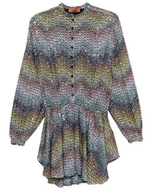 Missoni Zigzag Sequin-Embellished Mini Dress - Gray