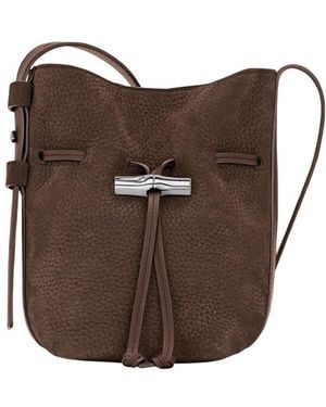 Longchamp 'Le Roseau Velvety' Extra Small Bucket Bag - Brown
