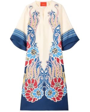 La DoubleJ The Kaftan Floral Midi Dress - Blue