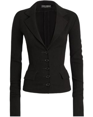 Dolce & Gabbana Single-Breasted Wool Canvas Jacket - Black