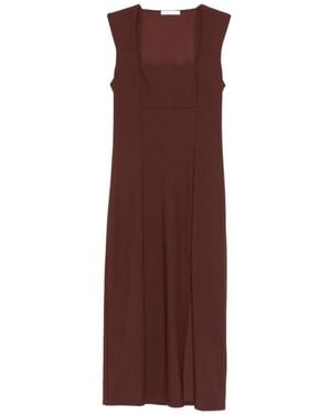 Patrizia Pepe Square-Neck Midi Dress - Brown
