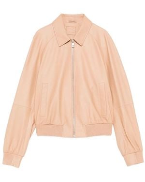 DESA NINETEENSEVENTYTWO Leather Raglan Bomber Jacket - Natural