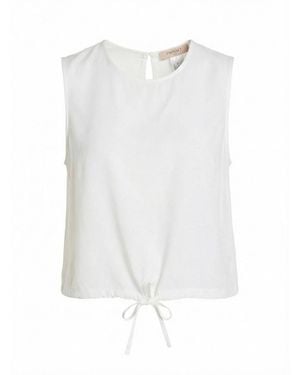 Twinset Top With Drawstring And 'T' Embroidery - White
