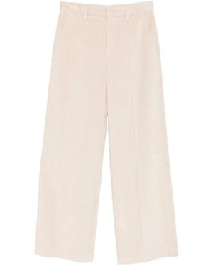 Brunello Cucinelli Corduroy Loose Trousers With Monili - White