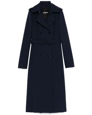 Patrizia Pepe Double-Breasted Trench Coat - Blue