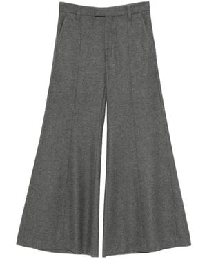 Brunello Cucinelli Pressed-Crease Wide-Leg Wool Trousers - Grey