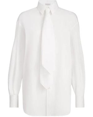 Brunello Cucinelli Shirt With Tie And Monili - White
