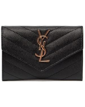 Saint Laurent 'Cassandre Matelassã' Small 'Envelope' Wallet - Black