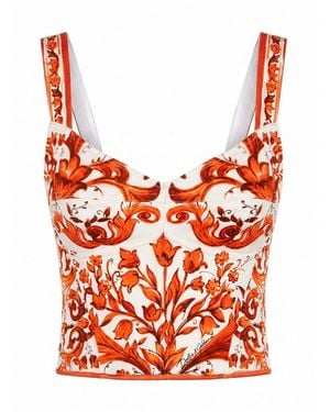 Dolce & Gabbana Dolce & Gabbana Maiolica-Print Bustier - Red
