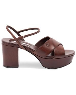 Miu Miu Platform Sandals - Brown