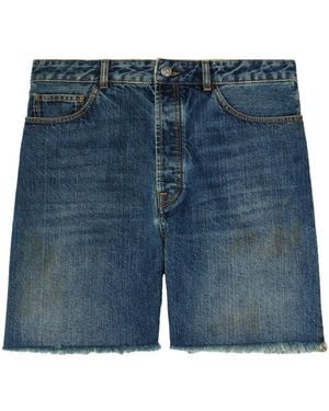 Palm Angels `Curved Logo` Denim Shorts - Blue