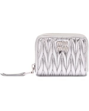 Miu Miu Small Matelassé Nappa Leather Wallet - White