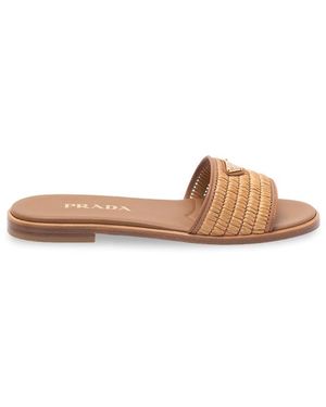 Prada Leather Slides With Crochet Details - Multicolour